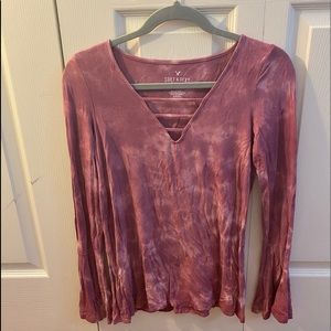 LONG SLEEVE PINK AMERICAN EAGLE SHIRT